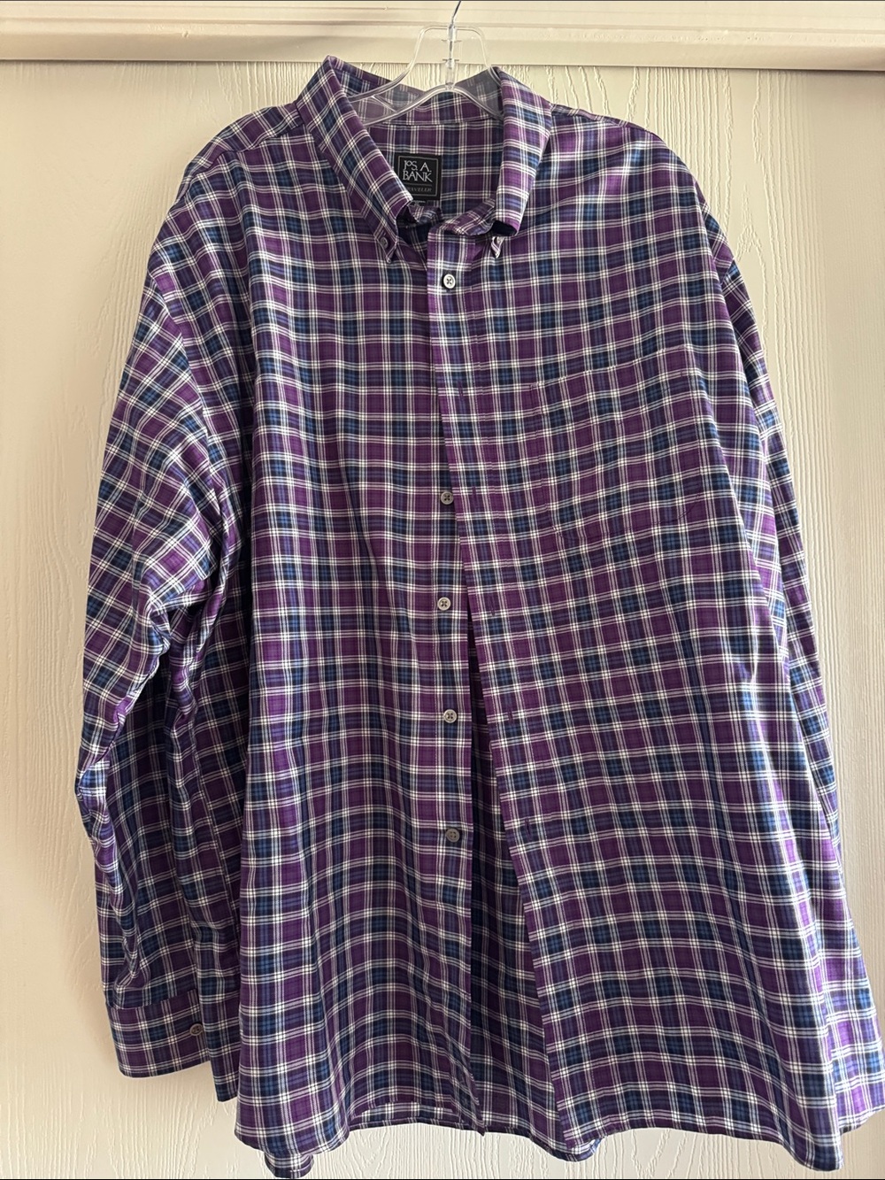 Jos. A. Bank Purple and White Plaid Button-Down Shirt